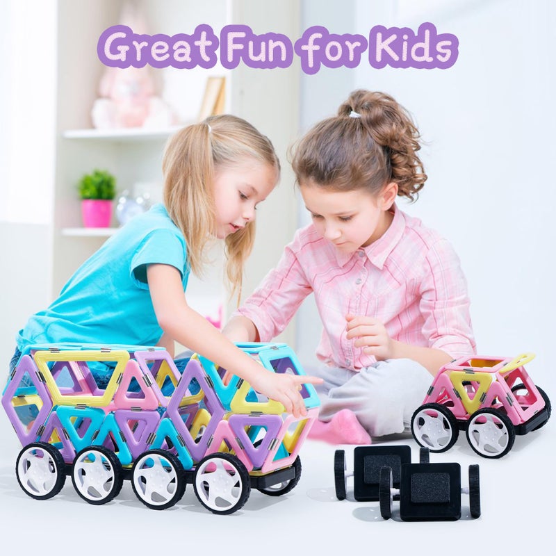MAGBLOCK Magnetic Tiles with 2 Cars-156Pcs Magnet Toys Set for 3+ Year Old Boys Girls Toddlers, Idea for Girls Magnetic Blocks Building STEM Creativity Educational Toys for Kids - Image 4