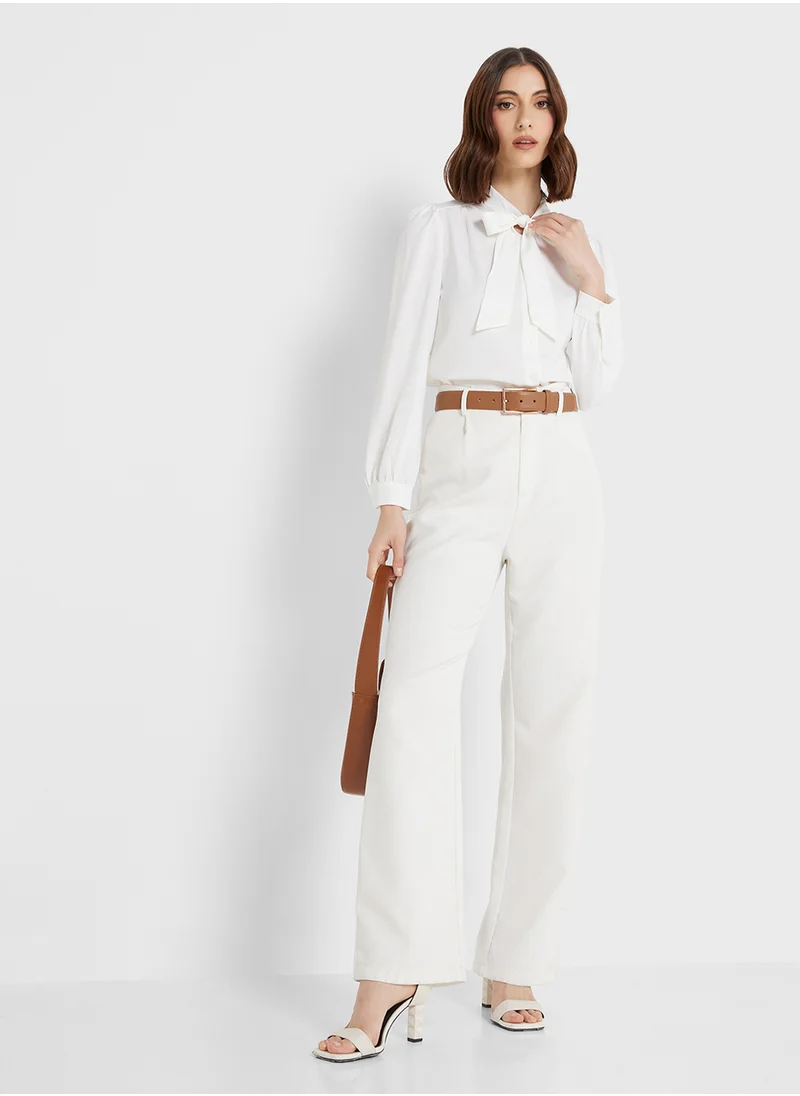 ELLA Button Down Shirt With Tie Detail