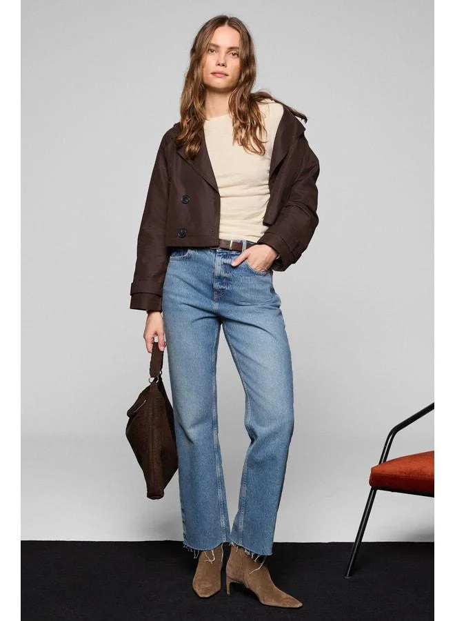 Ethiquet INSSAZA Women's Body-Hugging Gathered Slim Fit Stone-Colored Blouse.