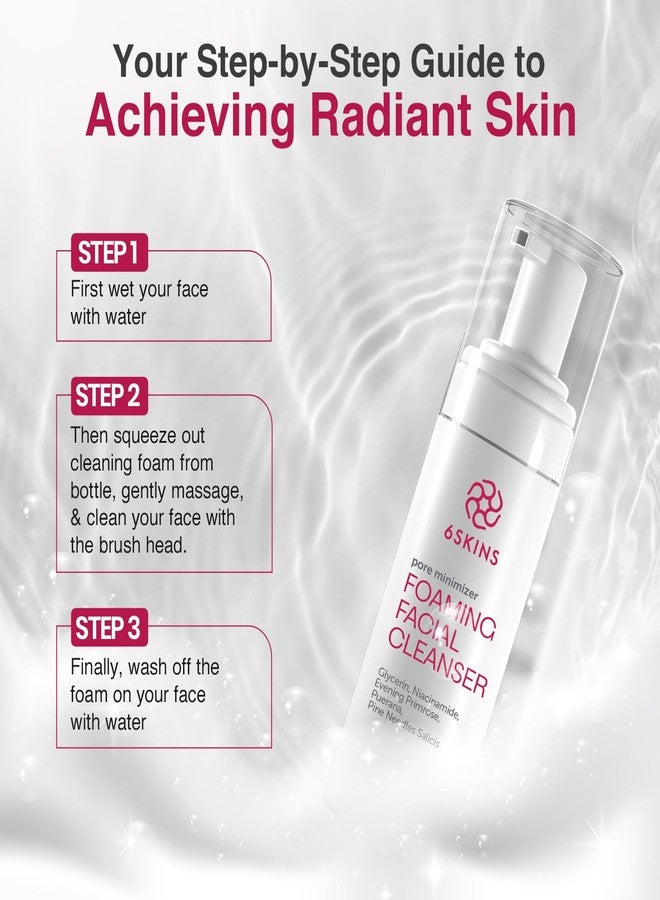 6SKINS® Pore Minimizer Foaming Facial Cleanser – Exfoliating Face Wash with Anti-Sebum P, Niacinamide & Evening Primrose | Gentle Hydrating Korean Face Wash for All Skin Types | 5.07 fl oz - Image 4