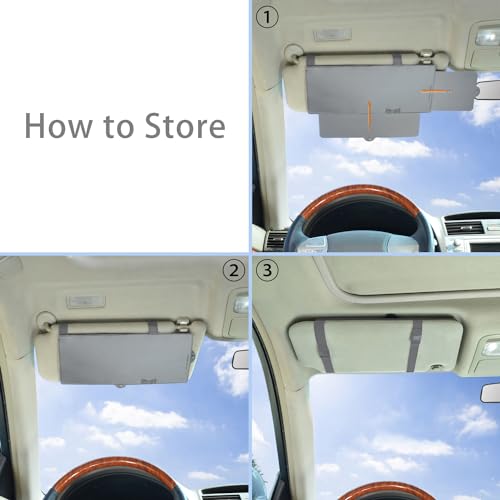 WANPOOL Car Visor Sunshade, WANPOOL Car Visor Anti-Glare Sunshade Extender for Front Seat Driver and Passenger - 2 Pieces (Gray) - Image 3