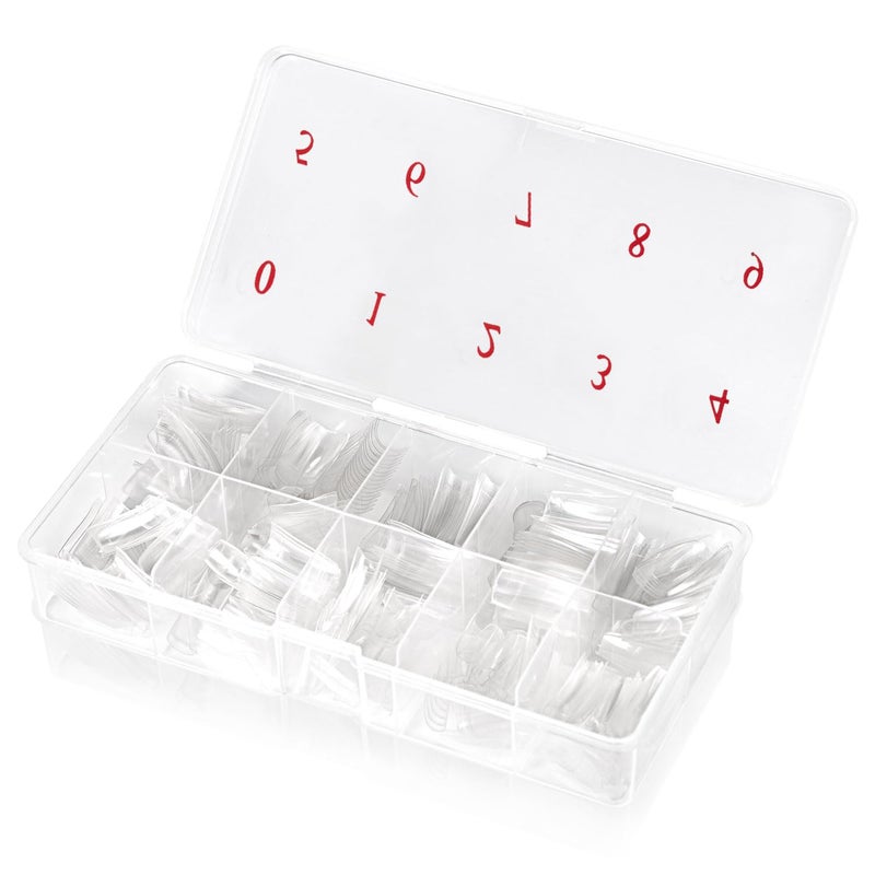 AORAEM Clear French Coffin Nails Tips 500 PCS 10 Sizes Half Cover Clear Nail Tips French Style Straight Nail Tips Acrylic Fake Nails with Box for Nail Salon Home DIY - Image 1