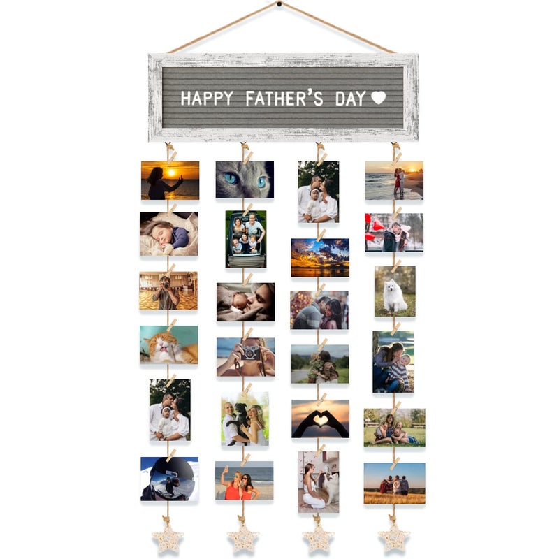 CJIAWYS Picture Frames Collage Wall Decor Collage Picture Frames Rustic Felt Letter Board with 340 Letters and 30 Clips Unique DIY Multi Photo Frame for Dorm Room Decor Family Birthday Gifts