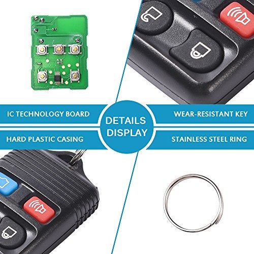 MICTUNING Keyless Entry Remote Control - Car Key Fob 4 Button Clicker Transmitter Replacement for Ford, Lincoln, Mercury, Mazda, Mustang Explorer Escape Expedition Focus Fusion Taurus (CWTWB1U345) - Image 4