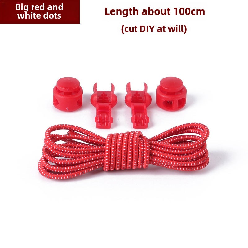 Loquat Colorful Elastic No-Tie Shoelaces for Adults and Kids Big red and white dot