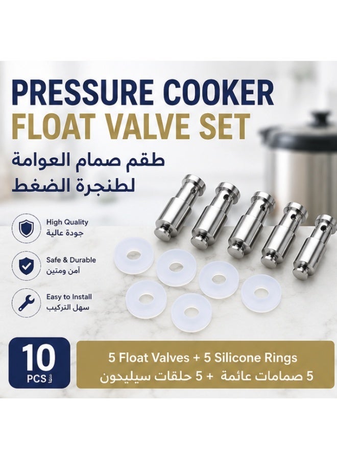 10 Pcs Pressure Cooker Float Valve Replacement Set, Stainless Steel Float Valves with Silicone Sealing Rings, Universal Float Valve Parts for Electric Pressure Cooker - Image 1