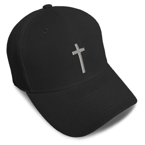 Speedy Pros Custom Baseball Cap Cross Silver Embroidery Other Religion Acrylic Dad Hats for Men & Women Black Design Only - Image 1
