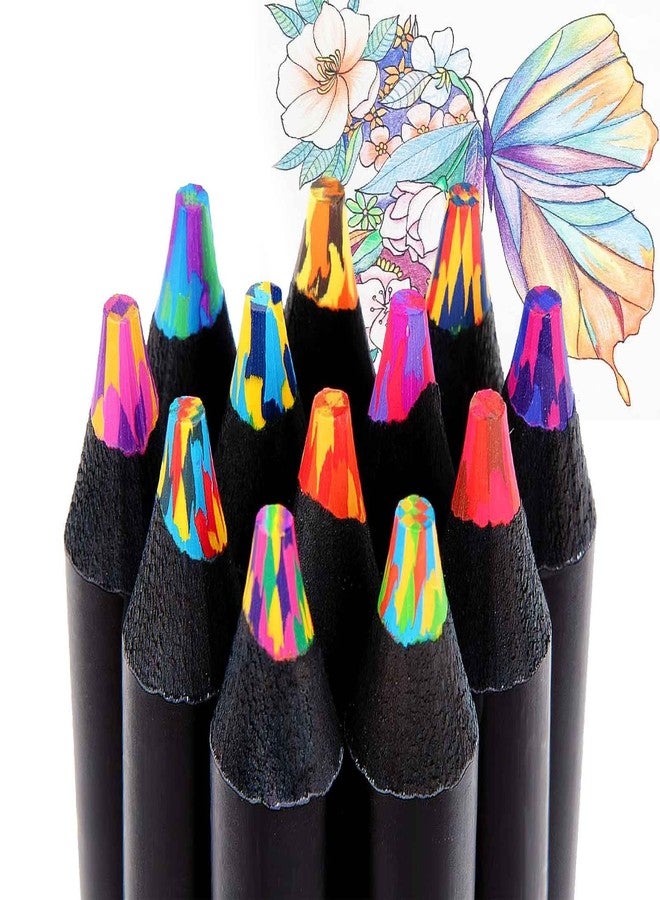 Surcotto Rainbow Pencils 12 Pieces, Easter Gifts Children, Party Bag Children's Birthday, Colouring Pencils for Drawing, Gifts for Girls 4-12 Years, Party Gifts, Multicoloured Colouring Pencils for Drawing - Image 1