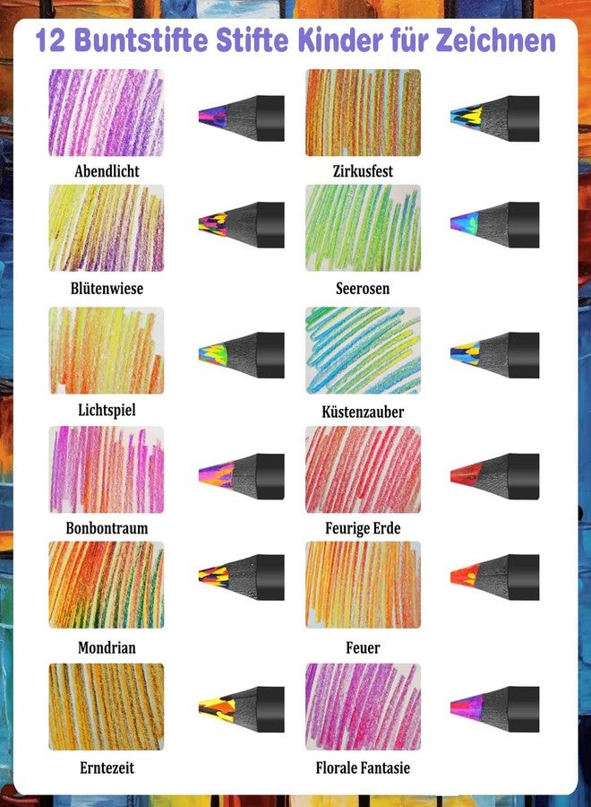 Surcotto Rainbow Pencils 12 Pieces, Easter Gifts Children, Party Bag Children's Birthday, Colouring Pencils for Drawing, Gifts for Girls 4-12 Years, Party Gifts, Multicoloured Colouring Pencils for Drawing - Image 4