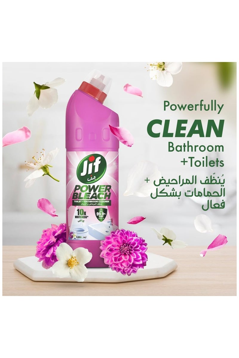 Jif Power Bleach Toilet + Bathroom Cleaner, Floral, kills 99.9% germs, 750ml - Image 2