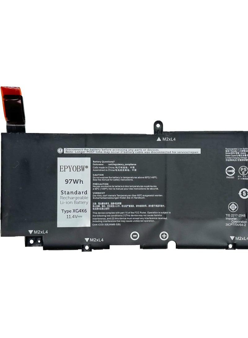 Terabyte XG4K6 Laptop Battery 97Wh 11.4V Compatible with Dell XPS 9700 9710 9720 9730 / Precision 5750 5760 5770 Series 001RR3 0F8CPG OF8CPG 5XJ6R KVPMY 0YY3V KRDHV 3ICP7/54/65-2 - Image 2