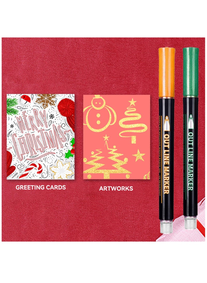 Excefore Outline Highlighter Pen, 12 Colors, Double Line Glitter Shimmer Marker Pen, Portable Hand Account Planner Pen for Note-Taking Card Making DIY, 12Pcs - Image 5