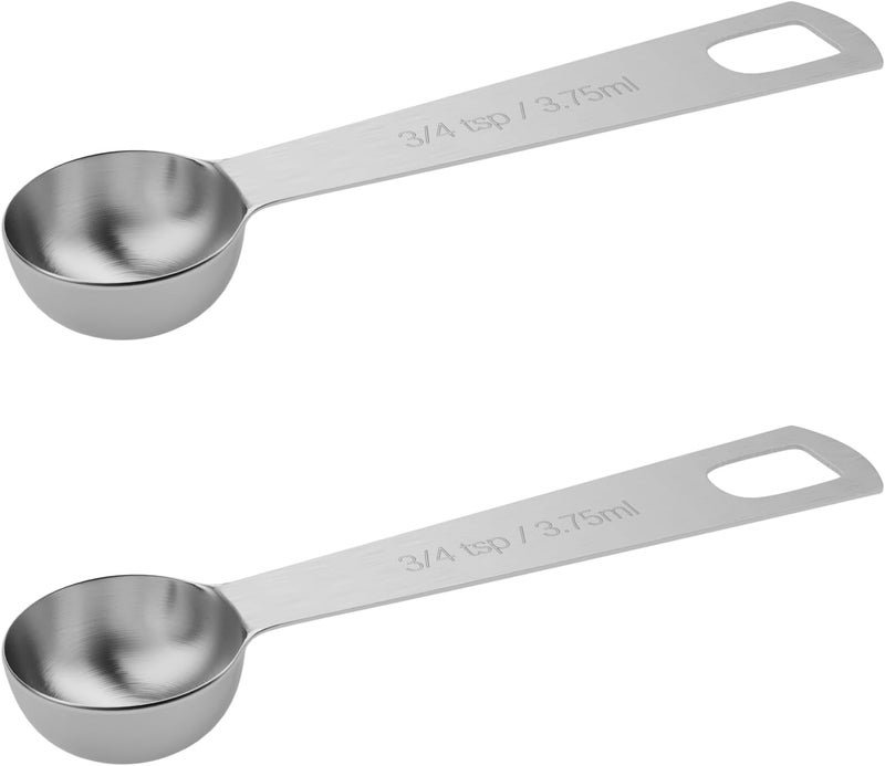 BERYLER 2PCS 3/4tsp (1/4tbsp, 1/8oz, 3.75ml) Single Measuring Spoon, Stainless Steel Individual Teaspoons Only - Image 1