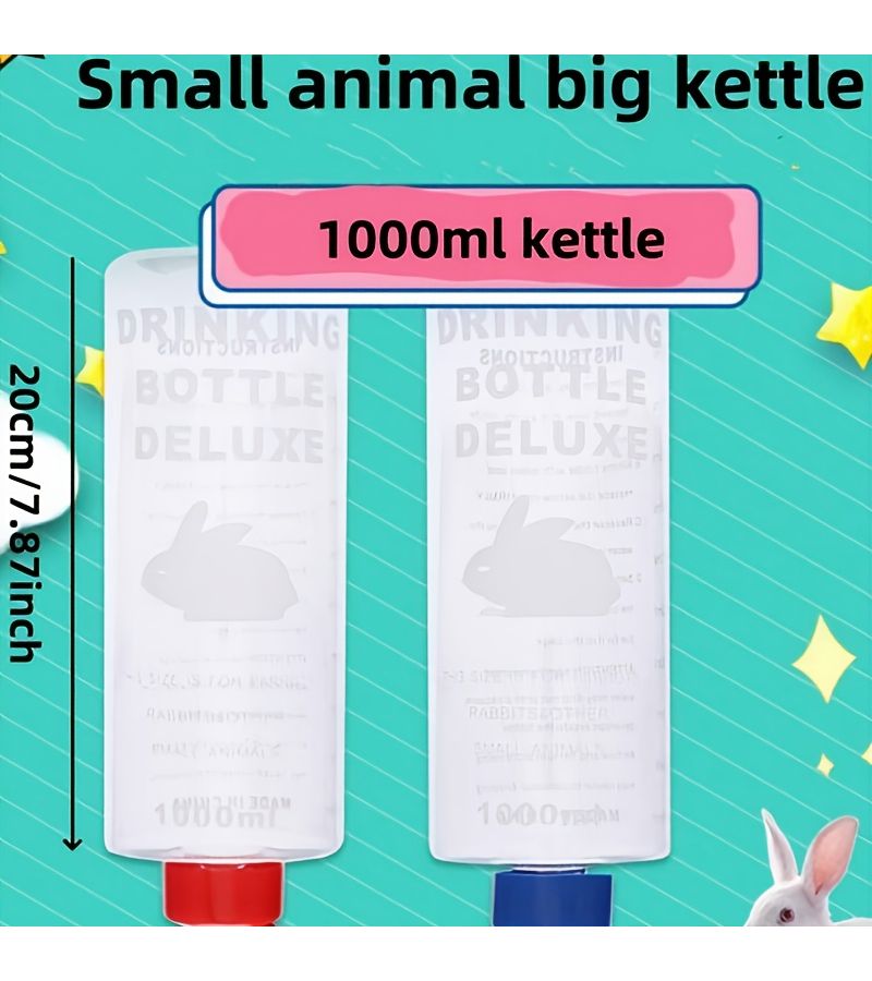 1pc Large 33 81oz Rabbit And Guinea Pig Water Bottle With Ball Bearing Spill Proof Design Assorted Varieties Transparent Leak Proof Durable Plastic Easy Clean Spill Resistant Feeding System For Small Pets Compatible With Cage Accessories - Image 2