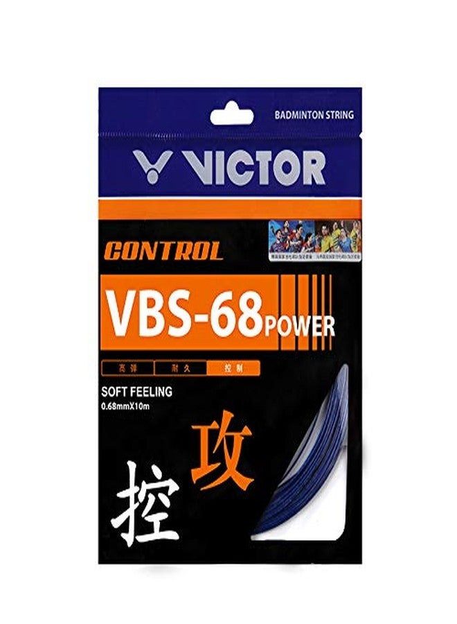 فيكتور أوتار تنس الريشة Victor VBS-68 Power (0.68 مم × 10 مم) Control Soft Feeling متوفرة بخمسة ألوان مختلفة (عبوة من قطعتين) (أزرق) - Image 1