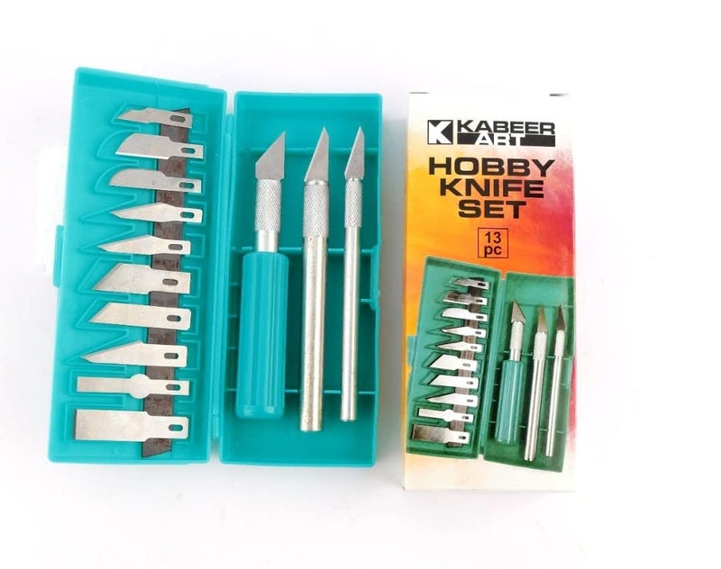 Kabeer Art 13pc Precision Cutter Utility Hobby Knife Set for Art and Craft cutting - Image 1