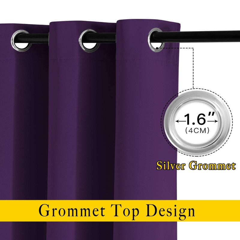 NICETOWN Insulated Curtains Blackout Draperies - Window Treatment Blackout Curtains/Drapes for Bedroom/Living Room Window (63 inches Long, 2 Panel Set, Royal Purple) - Image 2