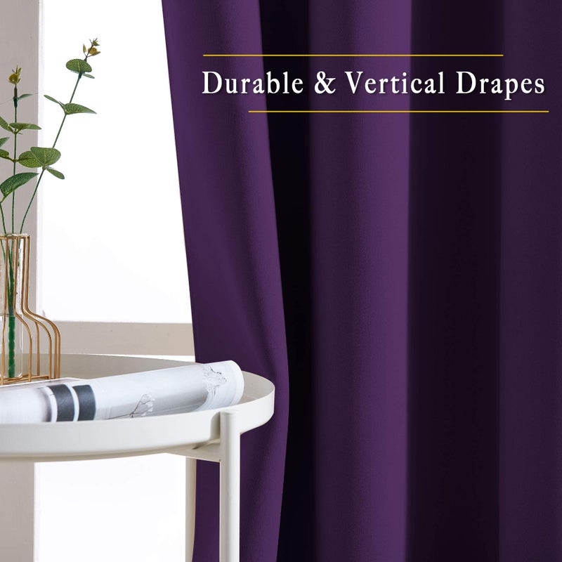 NICETOWN Insulated Curtains Blackout Draperies - Window Treatment Blackout Curtains/Drapes for Bedroom/Living Room Window (63 inches Long, 2 Panel Set, Royal Purple) - Image 3