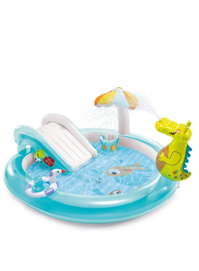INTEX Unique Design Crocodile Inflatable Swimming Pool With Slide,Animal Cartoon Water Slide Play Center,Kid Portable Inflatable Spray Water Pool,Security Lightweight Funny 201×170×84CM - Image 1