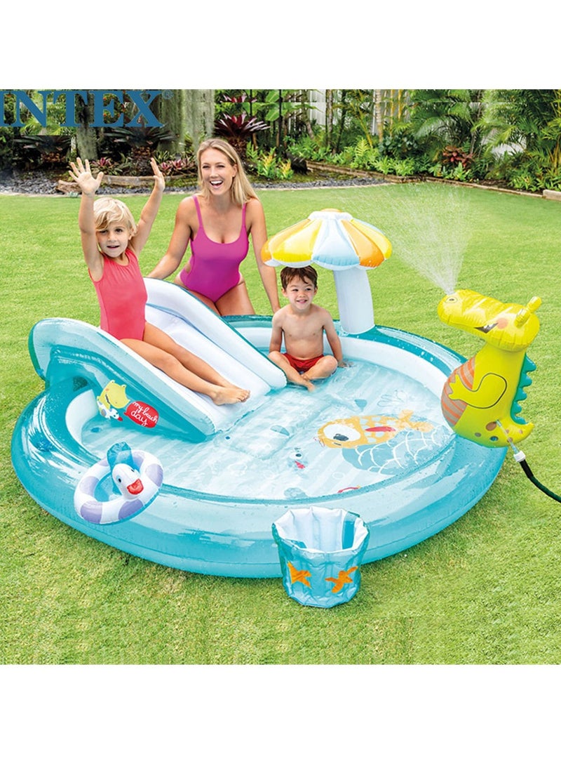 INTEX Unique Design Crocodile Inflatable Swimming Pool With Slide,Animal Cartoon Water Slide Play Center,Kid Portable Inflatable Spray Water Pool,Security Lightweight Funny 201×170×84CM - Image 2