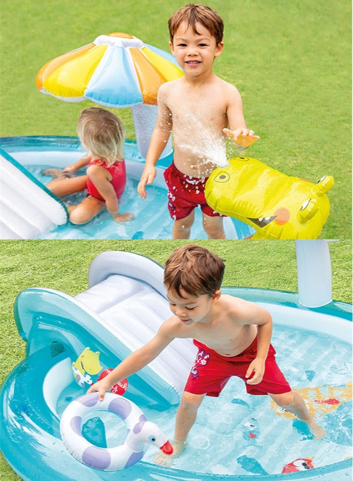 INTEX Unique Design Crocodile Inflatable Swimming Pool With Slide,Animal Cartoon Water Slide Play Center,Kid Portable Inflatable Spray Water Pool,Security Lightweight Funny 201×170×84CM - Image 4