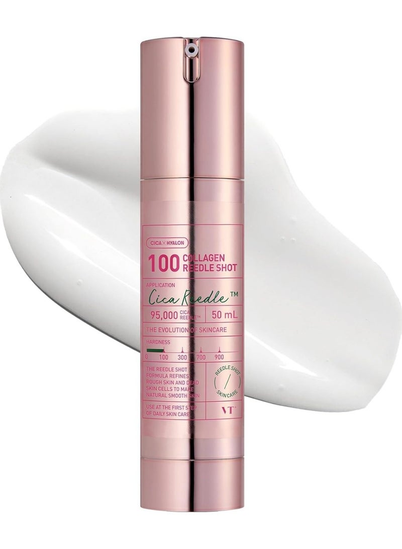VT COSMETICS Pink Reedle Shot 100, Collagen Microneedling Serum, Firming & Elasticity, 500Da Collaagen Extract, Soft & Glass Skin, Pink Collaagen Serum, Korean Skin Booster 1.69Fl Oz(50ml) - Image 1