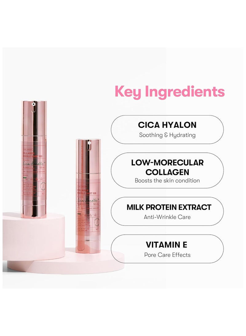 VT COSMETICS Pink Reedle Shot 100, Collagen Microneedling Serum, Firming & Elasticity, 500Da Collaagen Extract, Soft & Glass Skin, Pink Collaagen Serum, Korean Skin Booster 1.69Fl Oz(50ml) - Image 2