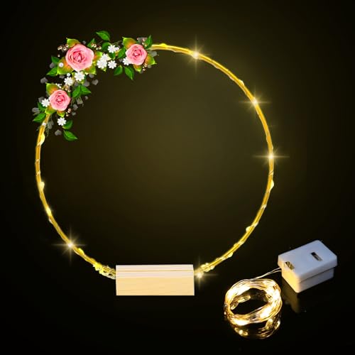 Comtelek Centerpiece Table Decorations 10Pcs 12 Inch,Metal Floral Hoop Wedding centerpieces for Tables with Lights.Wreath Gold Hoop Rings for Home Decorations Wedding Table Decorations and Party Table Decor. - Image 2