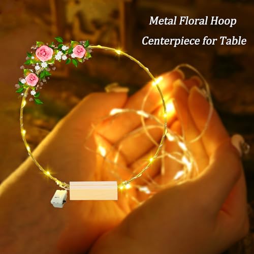 Comtelek Centerpiece Table Decorations 10Pcs 12 Inch,Metal Floral Hoop Wedding centerpieces for Tables with Lights.Wreath Gold Hoop Rings for Home Decorations Wedding Table Decorations and Party Table Decor. - Image 3