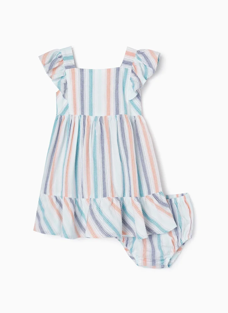 زيبي Striped Dress + Bloomers Set in Cotton for Baby Girls 'You&Me'