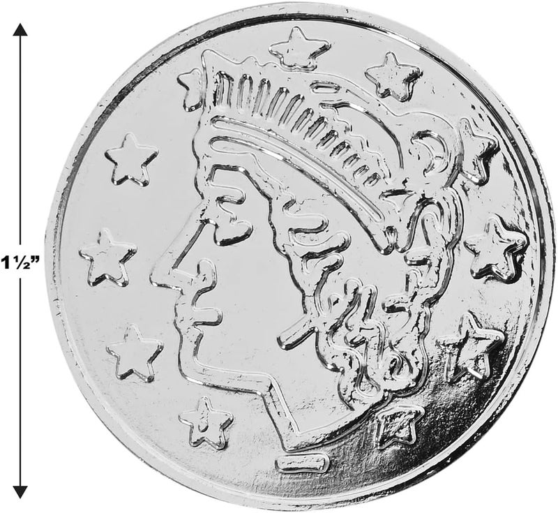 Beistle 100 Piece Silver Embossed Plastic Coins for Western Casino and Pirate Theme Treasure Chest Party Favors 15 - Image 2