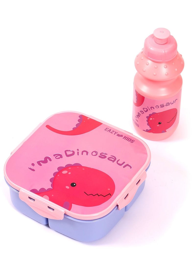 Eazy Kids Eazy Kids Lunch Box and Water Bottle With Bag-Dino Pink  - Image 3