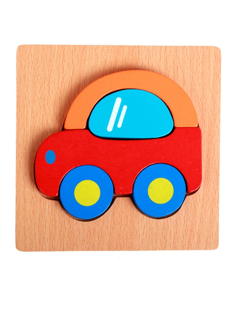 أحجيات تركيب الصور المقطوعة للسيارات الخشبية التعليمية للأطفال، حقيبة هدايا مناسبة - Image 1