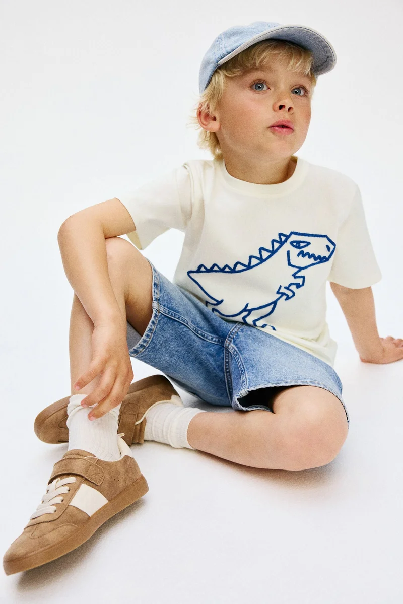 اتش اند ام تي-شيرت قطني مطرز