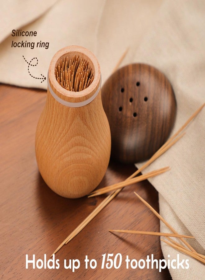 Ugotit Toothpick Holder Wooden Mushroom Tooth Pick Dispenser Decorative - Image 3