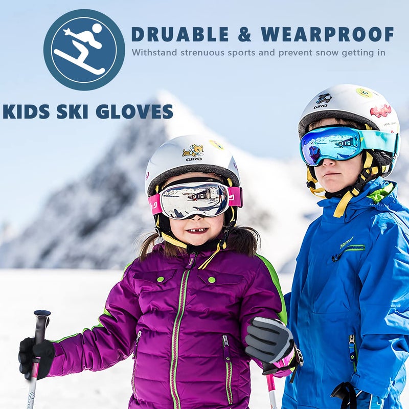 DARCHEN 3-12 Kids Snow Gloves Boys Winter Waterproof Ski Snowboarding Insulated Warm Windproof Cold Weather Sports Age Girls Years Olds - Image 4