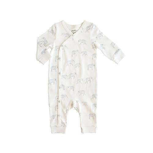PEHR Kimono Romper, Follow Me Elephant | 100% Organic Cotton Baby Outfit | Easy-Wrap Style with Snap Closures | Sizes 3-6 Months - Image 4