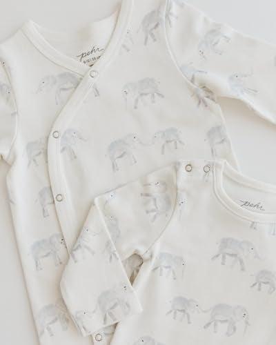 PEHR Kimono Romper, Follow Me Elephant | 100% Organic Cotton Baby Outfit | Easy-Wrap Style with Snap Closures | Sizes 3-6 Months - Image 2