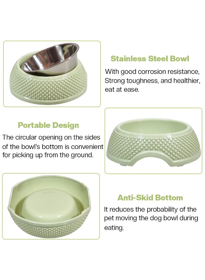 أن ان سي بيتس وعاء طعام للحيوانات الأليفة للقطط والكلاب الصغيرة، محطة تغذية وسقاية من الفولاذ المقاوم للصدأ مع مادة البولي بروبيلين المتينة، تصميم محمول، وقاعدة غير قابلة للانزلاق، سهل التنظيف، 19 سم (أخضر) - Image 3