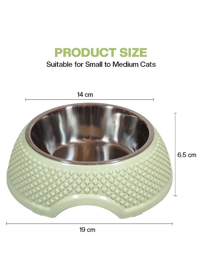 أن ان سي بيتس وعاء طعام للحيوانات الأليفة للقطط والكلاب الصغيرة، محطة تغذية وسقاية من الفولاذ المقاوم للصدأ مع مادة البولي بروبيلين المتينة، تصميم محمول، وقاعدة غير قابلة للانزلاق، سهل التنظيف، 19 سم (أخضر) - Image 2