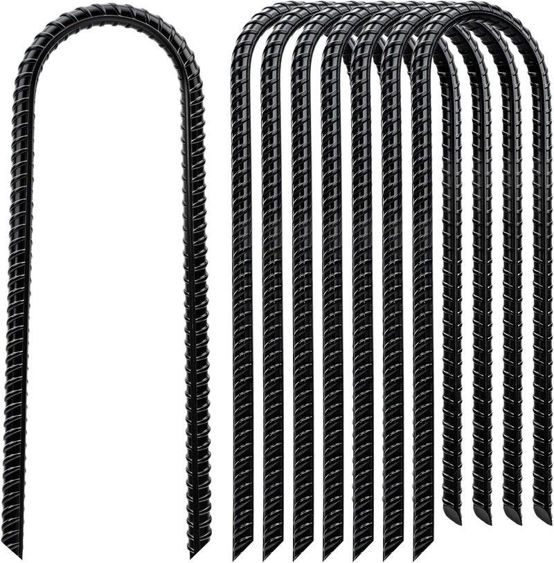 CELYND Trampoline Stakes High Wind - Heavy Duty 12 Inch U Shaped Ground Anchors - Galvanized Steel Rebar Stakes for Outdoor Camping Tent Fence Garden Decorations - Image 1