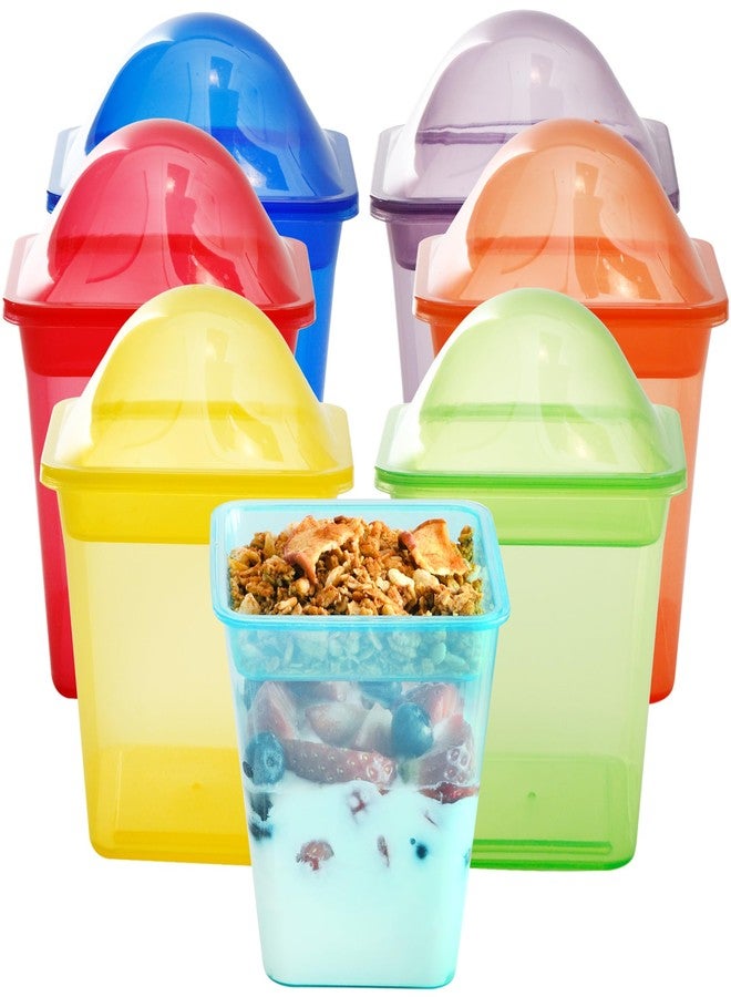 Youngever 7 Sets Plastic Parfait Cups, Reusable Dessert Cups with Lids and Inserts, Medium 8 Ounce, Spill and Leak Proof - Image 1