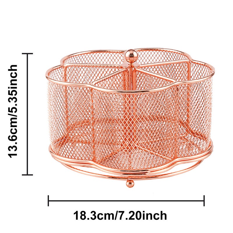 Rotating Pen Holder: 4 Separate Compartments 5 Inch Deep Premium Metal - 360° Rotation Rust-Proof Pencil Organizer for Home Office School Desk - Image 3