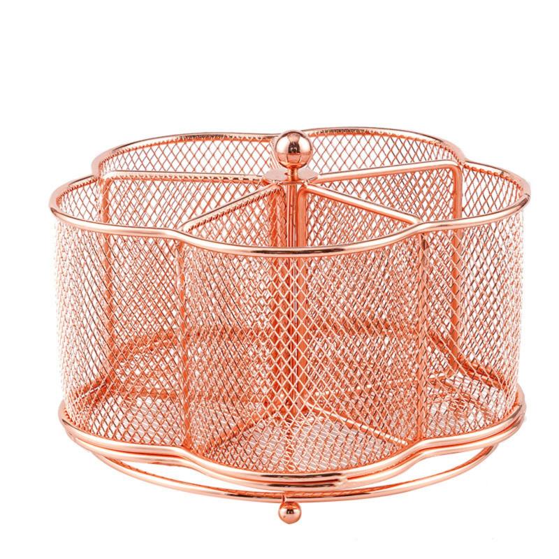 Rotating Pen Holder: 4 Separate Compartments 5 Inch Deep Premium Metal - 360° Rotation Rust-Proof Pencil Organizer for Home Office School Desk - Image 4