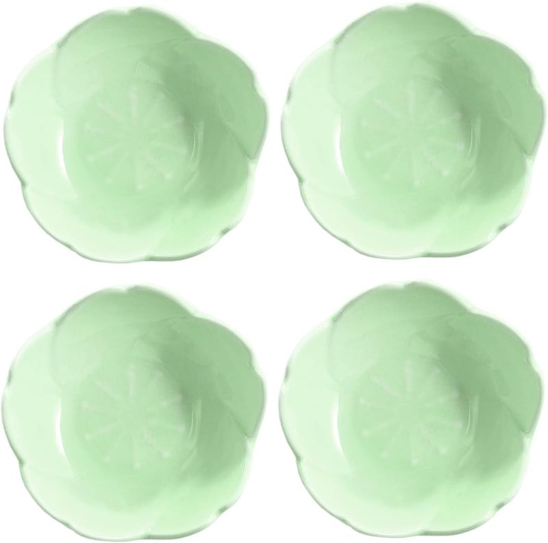 WAIT FLY WAIT FLY Beautiful 3 Inch Sakura Shaped Ceramics Seasoning DishesTea Bag HoldersKetchup SaucerAppetizer PlatesVinegar Spice Salad Soy Sushi Wasabi Seasoning Dipping Bowls Green Set of 4  - Image 2