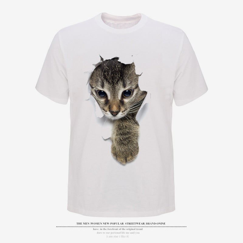 Wish 3D Cat Pattern Printed Men's T-Shirt 3D Printed Short-Sleeved Temtemu - Image 1