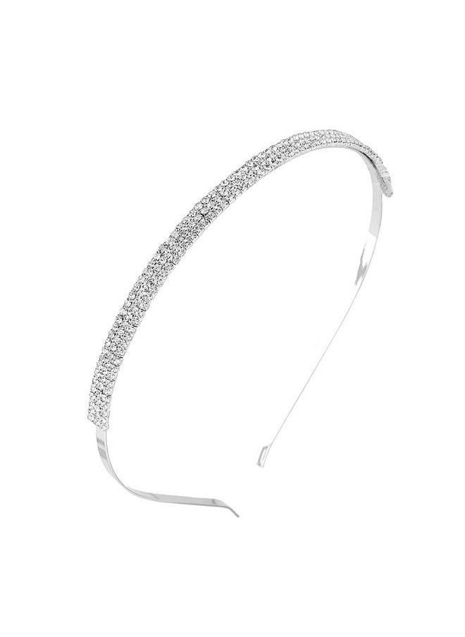 YELLOW CHIMES - Hair Band For Girls & Women Hair Accessories For Women Hairband For Women Head Band Bridal Crystal Headpeice Hairband For Women Birthday Gift For Women & Girls (Crystal Hair Band) - Image 1