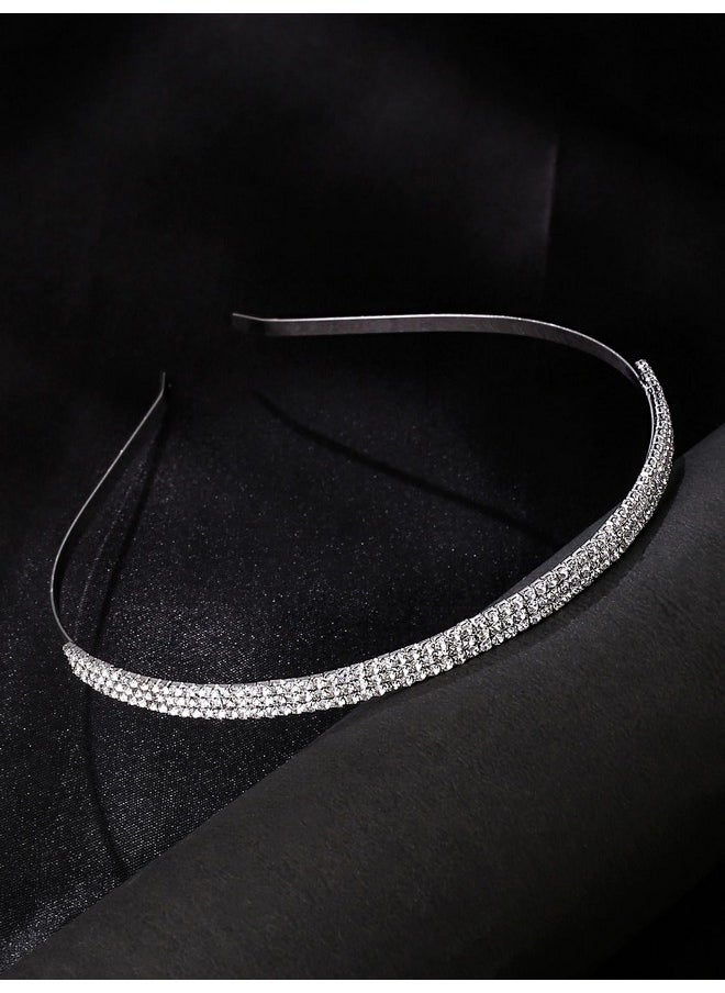 YELLOW CHIMES - Hair Band For Girls & Women Hair Accessories For Women Hairband For Women Head Band Bridal Crystal Headpeice Hairband For Women Birthday Gift For Women & Girls (Crystal Hair Band) - Image 1