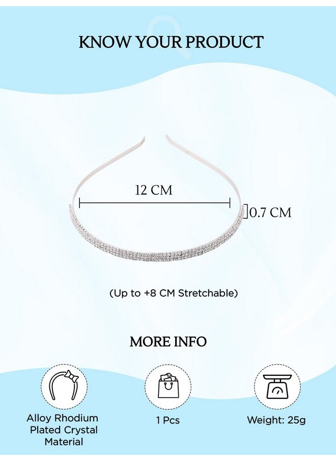 YELLOW CHIMES - Hair Band For Girls & Women Hair Accessories For Women Hairband For Women Head Band Bridal Crystal Headpeice Hairband For Women Birthday Gift For Women & Girls (Crystal Hair Band) - Image 1