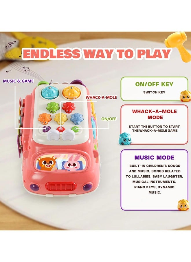null - Baby Musical Toys Building Blocks Bus Toy with Sound & Light, with Xylophone/Hammering/Fishing Game & Windmill & Gear Rotation etc Sensory Learning, Educational Musical Learning Instruments Toy Gift for Boys & Girls (Blue) - Image 1